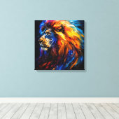 Toile Portrait de lion de faune cosmique abstrait (Insitu (Plancher de Bois))