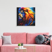 Toile Portrait de lion de faune cosmique abstrait (Insitu(Salon))
