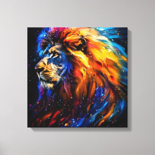 Toile Portrait de lion de faune cosmique abstrait