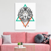 Toile Portrait de lion géométrique Aztec (Insitu(Salon))