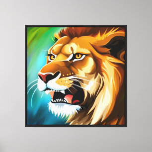 Toile Portrait de lion rugissant de profil-57566