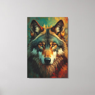 Toile Portrait de loup artistique - Peinture à l'huile d
