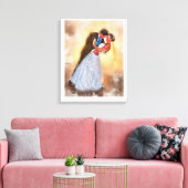 Toile portrait de mariage personnalisé, art cadeau perso (Insitu(Salon))