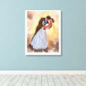 Toile portrait de mariage personnalisé, art cadeau perso (Insitu (Plancher de Bois))