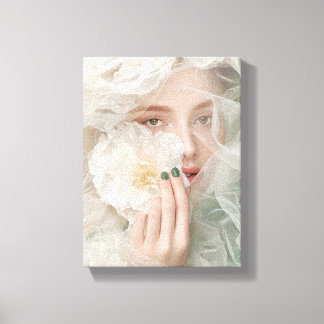 Toile Portrait de prière florale stylisée