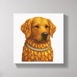 Toile Portrait de Retriever doré en pierres précieuses