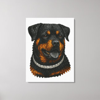 Toile Portrait de Rottweiler en mosaïque de pierres préc