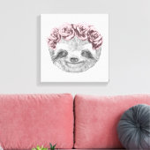 Toile Portrait De Sloth | Couronne de tête florale (Insitu(Salon))