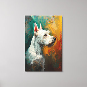 Toile Portrait de Terrier Artistique Peinture à l'Huile