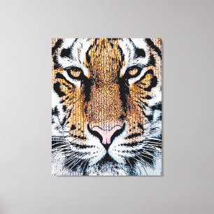 Toile Portrait de tigre en style Presse Graphique