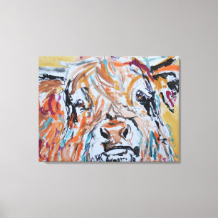 Toile Portrait de Vache Highland Neo-Expressionniste