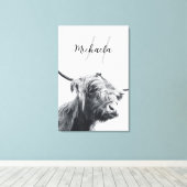 Toile Portrait de vache Highland premier monogramme noir (Insitu (Plancher de Bois))