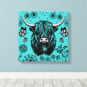 Toile Portrait de vache highlandaise écossaise (Insitu (Plancher de Bois))