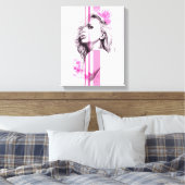 Toile Portrait d'encre de femme Art de la mode rose (Insitu(Chambre))