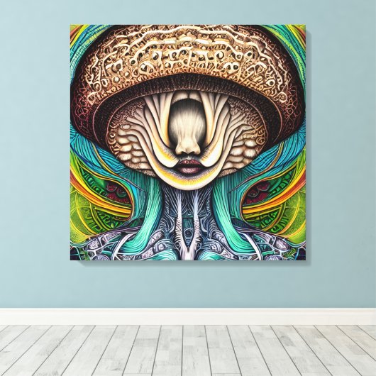 Toile Portrait d'un champignon avec des caractéristiques (Insitu (Plancher de Bois))