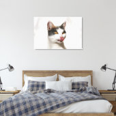 Toile Portrait d'un chat blanc léchant (Insitu(Chambre))