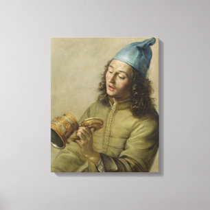 Toile Portrait d'un jeune homme tenant un réservoir d'or