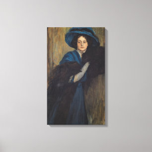 Toile Portrait d'une dame en bleu (Raimundo de Madrazo)