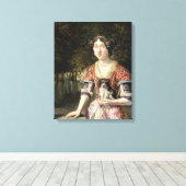 Toile Portrait d'une dame portant une robe rouge et blan (Insitu (Plancher de Bois))