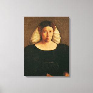 Toile Portrait d'une femme avec un filet à cheveux blanc