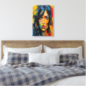Toile Portrait expressionniste vibrant Art Abstrait auda (Insitu(Chambre))
