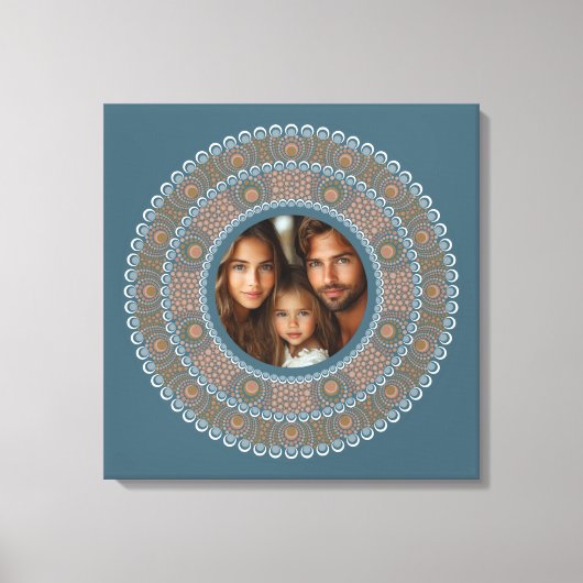 Toile Portrait familial personnalisé Turquoise et Mandal (Recto)