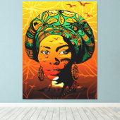Toile Portrait féminin africain avec coucher de soleil (Insitu (Plancher de Bois))