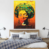 Toile Portrait féminin africain avec coucher de soleil (Insitu(Chambre))