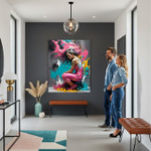 Toile Portrait féminin moderne dans des couleurs éclatan