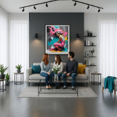 Toile Portrait féminin moderne dans des couleurs éclatan