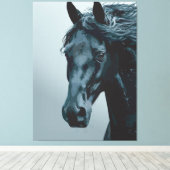 Toile Portrait Majestic Black Horse (Insitu (Plancher de Bois))