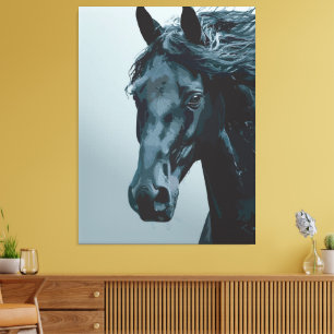 Toile Portrait majestueux de cheval noir