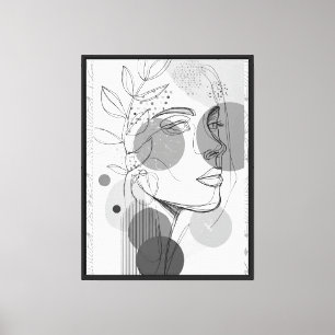 Toile Portrait minimaliste d'art d'une ligne avec botani