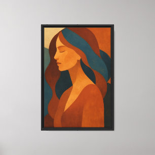 Toile Portrait minimaliste pour femme encadrée