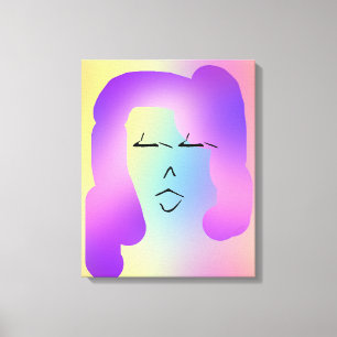 TOILE PORTRAIT MODERNE DE DAME AUX CHEVEUX VIOLETS