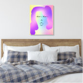 TOILE PORTRAIT MODERNE DE FEMME AUX CHEVEUX VIOLETS (Insitu(Chambre))