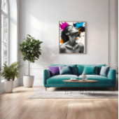 Toile Portrait monochrome pour fille sensuelle avec écla