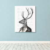 Toile Portrait noir et blanc de cerfs (Insitu (Plancher de Bois))