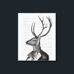 Toile Portrait noir et blanc de cerfs<br><div class="desc">Deer Portrait 2 par Fab Funky. Portrait noir et blanc d'un cerf stoïque. A une page de livre pour un arrière - plan. | 190389D</div>