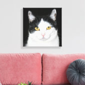 Toile Portrait noir et blanc de chat (Insitu(Salon))