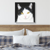 Toile Portrait noir et blanc de chat (Insitu(Chambre))
