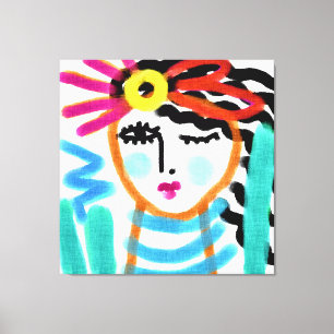 Toile Portrait numérique abstrait ensoleillé d'une femme