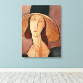 Toile Portrait of Jeanne Hebuterne in a large hat (Insitu (Plancher de Bois))