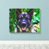 Toile Portrait peint à l'huile de berger allemand (Insitu (Plancher de Bois))