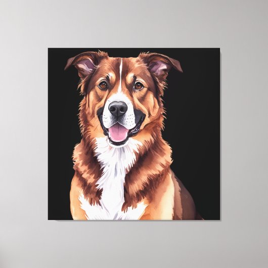 Toile Portrait personnalisé pour animaux - Aquarelle Chi (Recto)