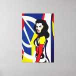 Toile Portrait Pop Art Imprimer<br><div class="desc">Voici notre peinture à l'huile de toile vibrante, avec un portrait pop art coloré d'une femme inspirée du style iconique de l'artiste pop Roy Lichtenstein. Cette peinture saisit l'essence du mouvement pop art avec ses couleurs audacieuses, ses éléments graphiques et son esthétique inspirée de la bande dessinée. Le portrait présente...</div>