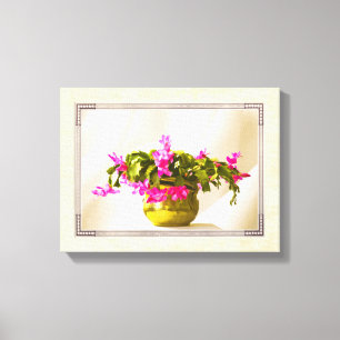 Toile Portrait rose de cactus de Noël