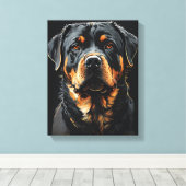 Toile Portrait Rottweiler (Insitu (Plancher de Bois))