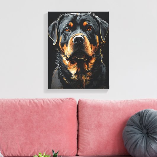 Toile Portrait Rottweiler (Insitu(Salon))