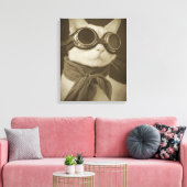 Toile Portrait sépia de chat aviateur Steampunk (Insitu(Salon))
